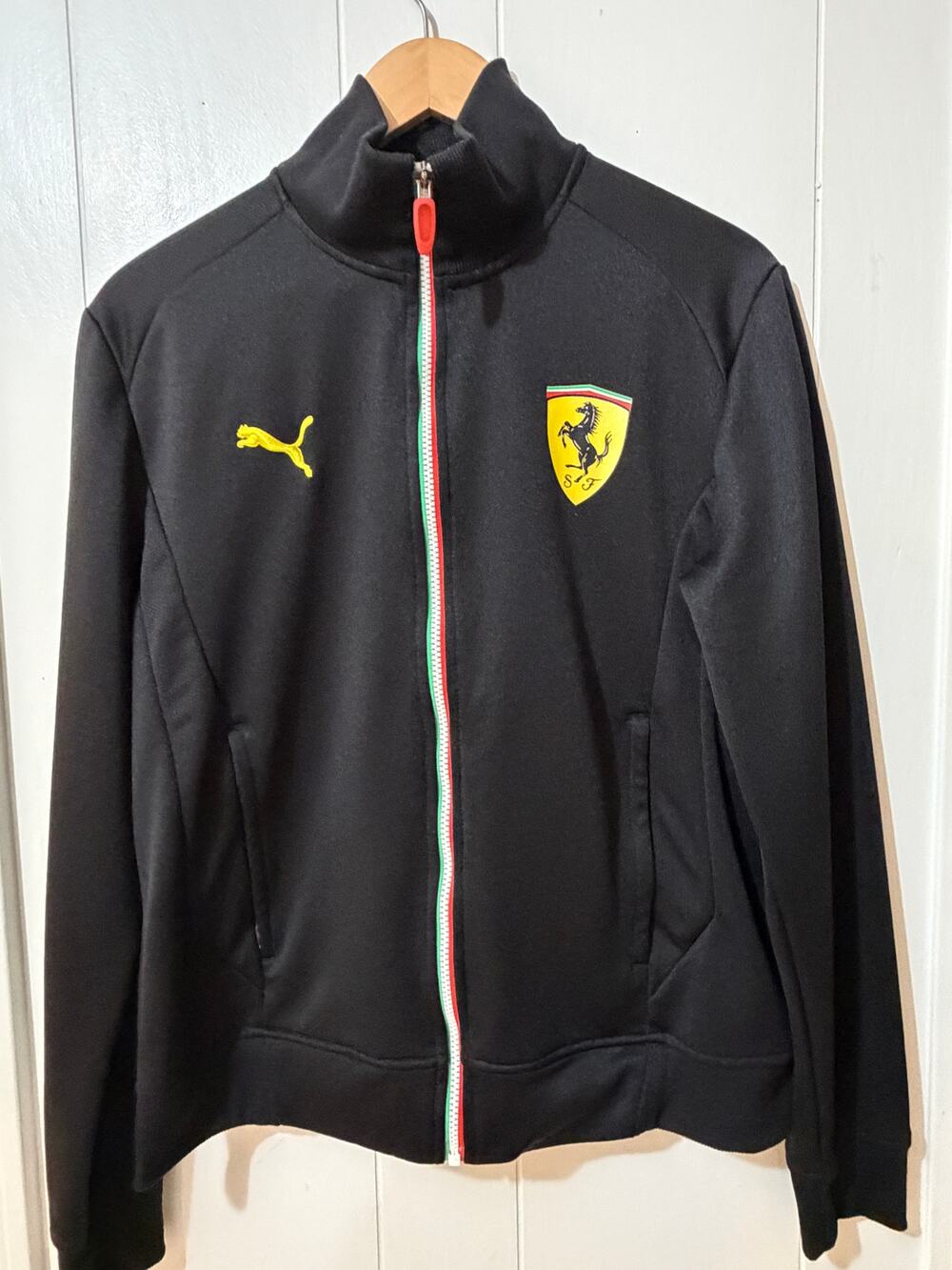 Puma Scuderia Ferrari Track Jacket Mens M Black Tricolor Zip 760249